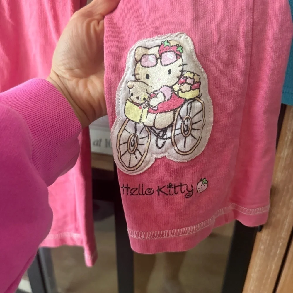 Vintage y2k 2008 Hello Kitty set toddler girl pajama long sleeve tee pants flare